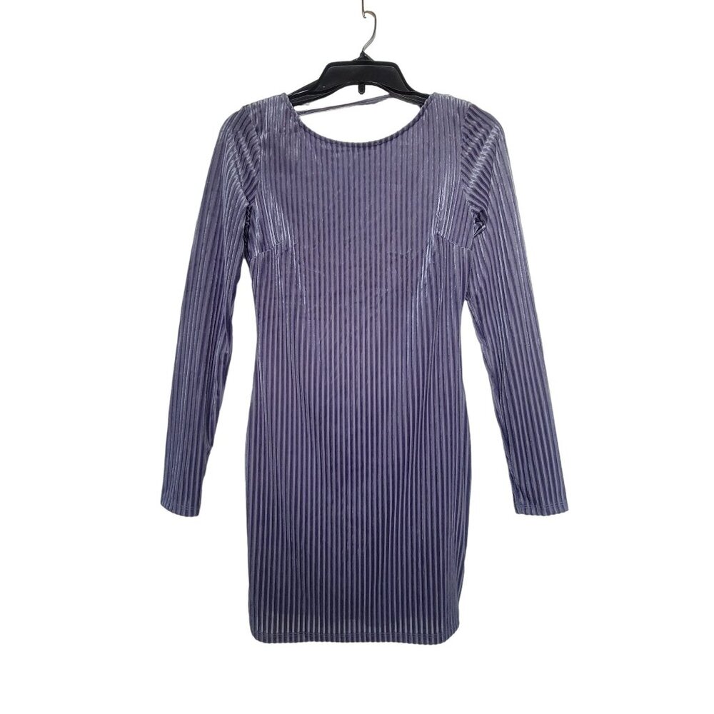 ✨Forever 21 Size S Women's Velvet Scoop Back striped party dance Dress Purple - Picture 1 of 7